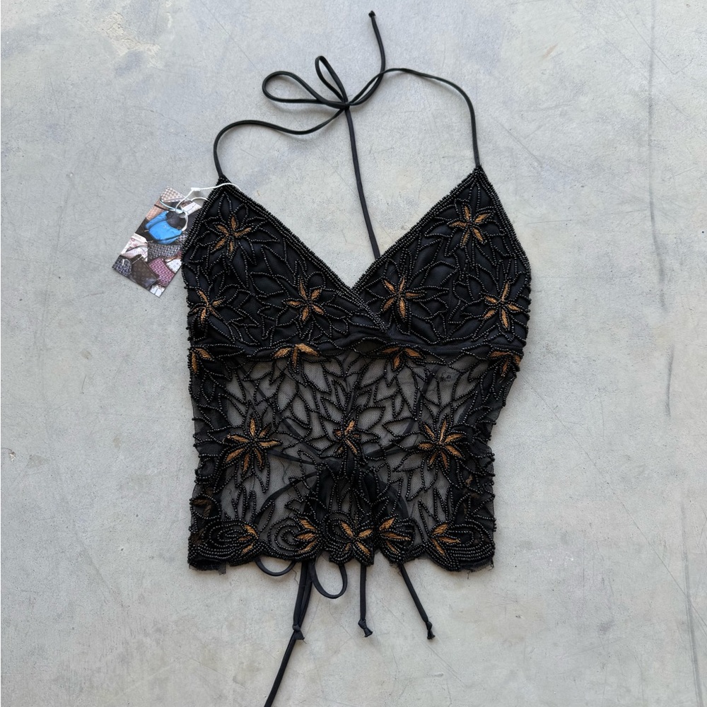 Vintage y2k beaded halter top